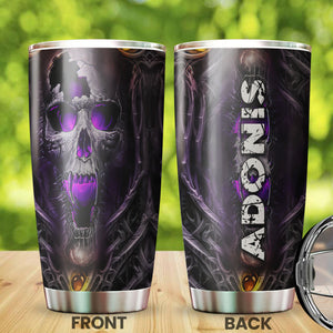 Camellia Personalized Viking Skull Graphics Stainless Steel Tumbler - Double-Walled Insulation Travel Thermal Cup With Lid Gift For Viking Lover