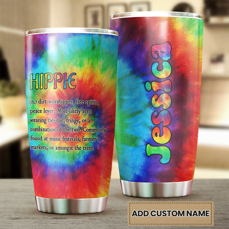 Camellia Personalized Colorful Hippie Definition Free Spirit Peace Lover Stainless Steel Tumbler - Double-Walled Insulation Thermal Cup With Lid Gift For Hipster