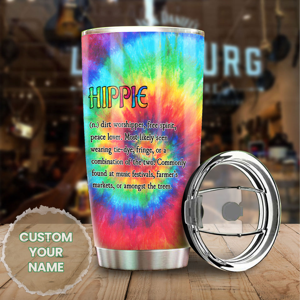 Camellia Personalized Colorful Hippie Definition Free Spirit Peace Lover Stainless Steel Tumbler - Double-Walled Insulation Thermal Cup With Lid Gift For Hipster
