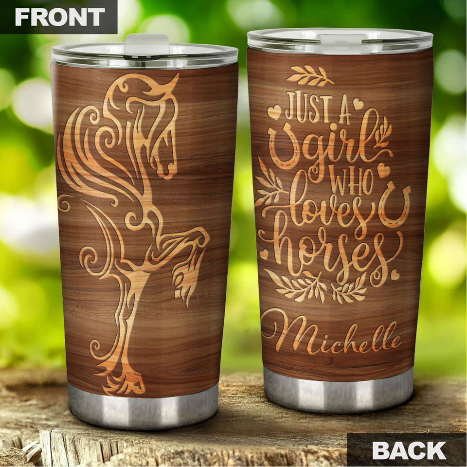 Camellia Personalized A Girl Who Loves Horses Stainless Steel Tumbler - Double-Walled Insulation Thermal Cup With Lid Gift For Horse Lover