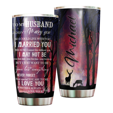 Camellia Personalized To My Husband Loving Letters Stainless Steel Tumbler - Double-Walled Insulation Travel Thermal Cup With Lid Gift For Valentines Day Couple Wife