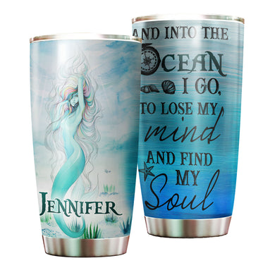 Camellia Personalized Into The Ocean Stainless Steel Tumbler - Double-Walled Insulation Travel Thermal Cup With Lid Gift For Scuba Diver Surfer