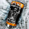 Camellia Personalized Biking Couple It's Who You Go With Skull Motorcycling Stainless Steel Tumbler - Double-Walled Insulation Thermal Cup With Lid Gift For Valentines
