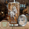 Camellia Personalized White Horse Let Faith Bigger Than Fear Wooden Stainless Steel Tumbler - Double-Walled Insulation Travel Thermal Cup With Lid Gift For Faith Believer