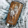 Camellia Personalized White Horse Let Faith Bigger Than Fear Wooden Stainless Steel Tumbler - Double-Walled Insulation Travel Thermal Cup With Lid Gift For Faith Believer