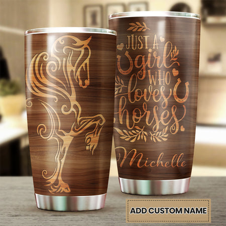 Camellia Personalized A Girl Who Loves Horses Stainless Steel Tumbler - Double-Walled Insulation Thermal Cup With Lid Gift For Horse Lover