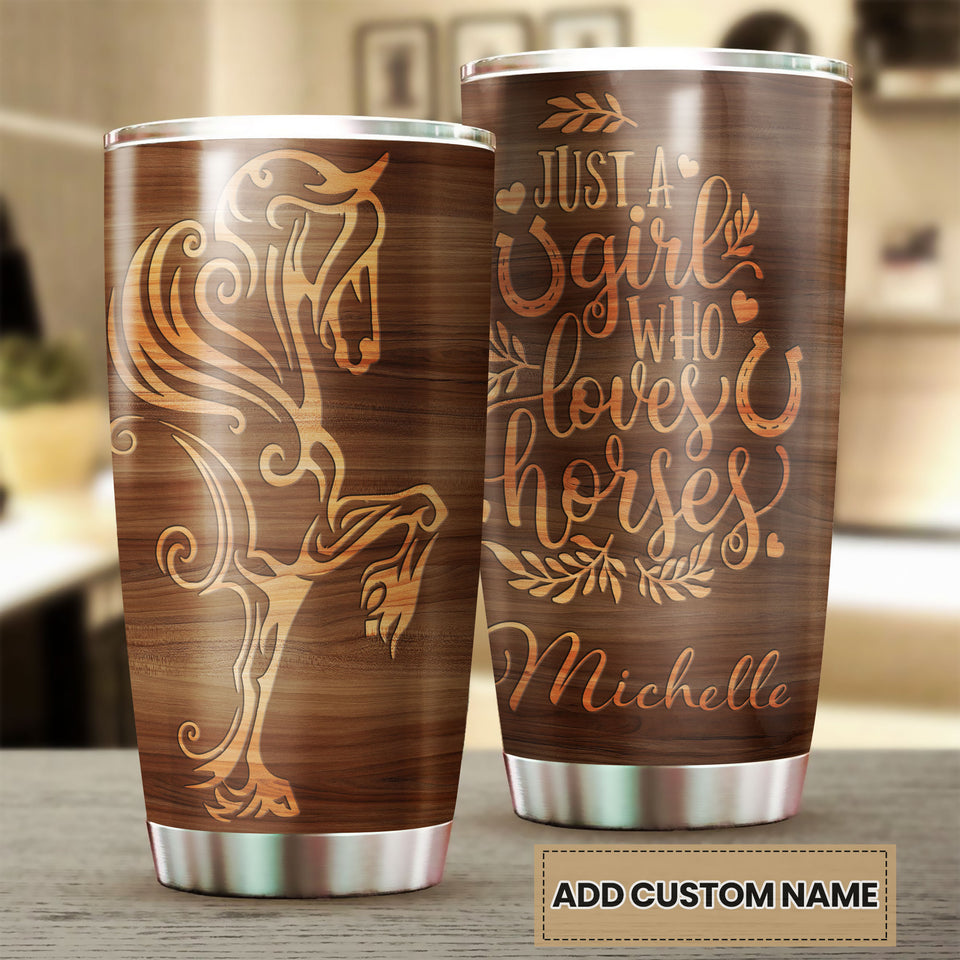 Camellia Personalized A Girl Who Loves Horses Stainless Steel Tumbler - Double-Walled Insulation Thermal Cup With Lid Gift For Horse Lover