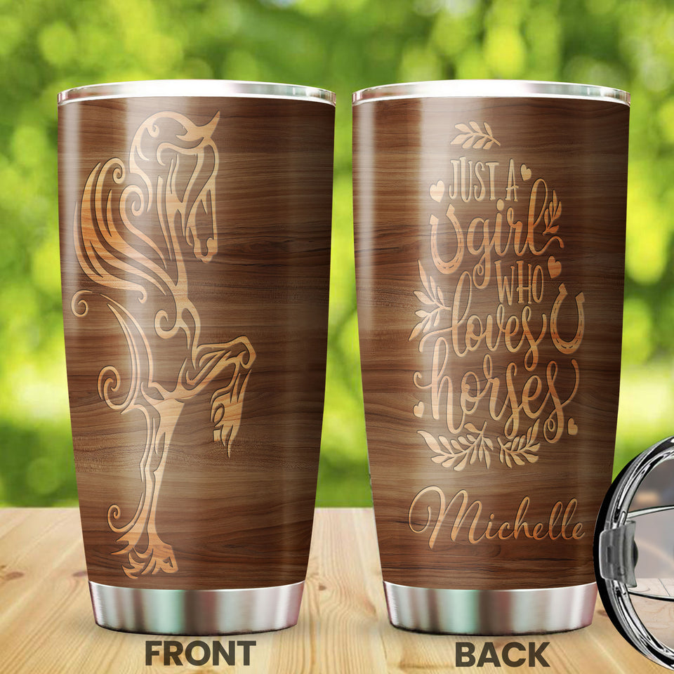 Camellia Personalized A Girl Who Loves Horses Stainless Steel Tumbler - Double-Walled Insulation Thermal Cup With Lid Gift For Horse Lover