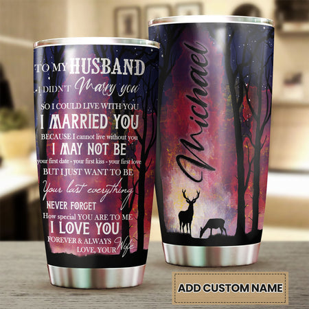 Camellia Personalized To My Husband Loving Letters Stainless Steel Tumbler - Double-Walled Insulation Travel Thermal Cup With Lid Gift For Valentines Day Couple Wife
