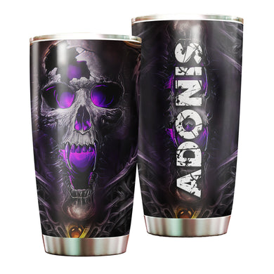 Camellia Personalized Viking Skull Graphics Stainless Steel Tumbler - Double-Walled Insulation Travel Thermal Cup With Lid Gift For Viking Lover