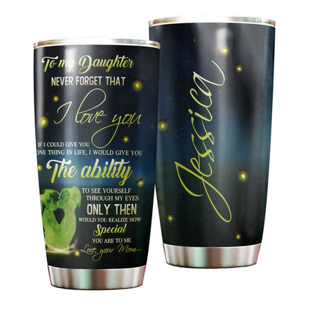 Camellia Personalized To My Daughter Loving Letters Stainless Steel Tumbler - Double-Walled Insulation Travel Thermal Cup With Lid Mom Gift For Daughter Girl