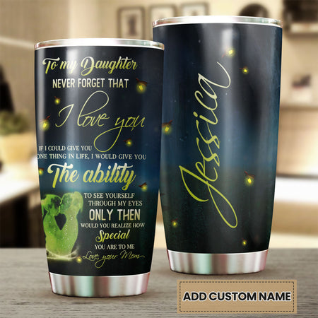 Camellia Personalized To My Daughter Loving Letters Stainless Steel Tumbler - Double-Walled Insulation Travel Thermal Cup With Lid Mom Gift For Daughter Girl