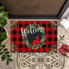 Memorial Cardinal Red Plaid Christmas Indoor Outdoor Doormat