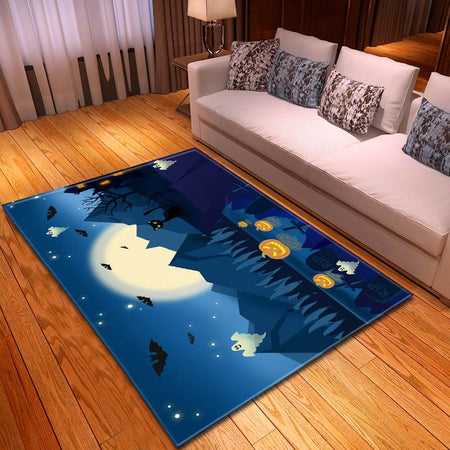 Halloween Scary Night Full Moon Carpet Living Room Rugs