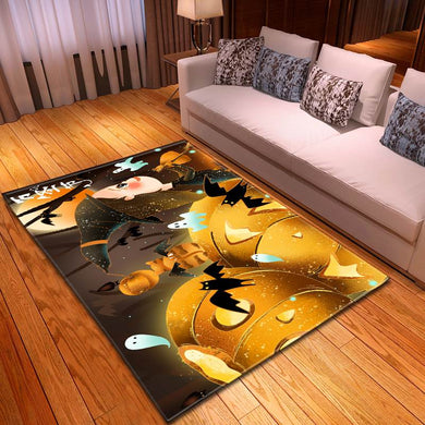 Halloween Witch Kid And Pumpkin Carpet Living Room Rugs