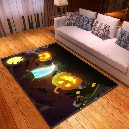 Halloween Pumpkin And Ghost At Mid Night Carpet Living Room Rugs