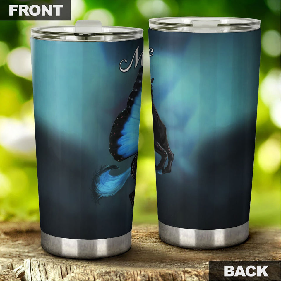 Camellia Personalized Horse Butterfly Stainless Steel Tumbler - Double-Walled Insulation Vacumm Flask - Gift For Horse Lovers, Cowgirls, Cowboys, Perfect Christmas, Thanksgiving Gift