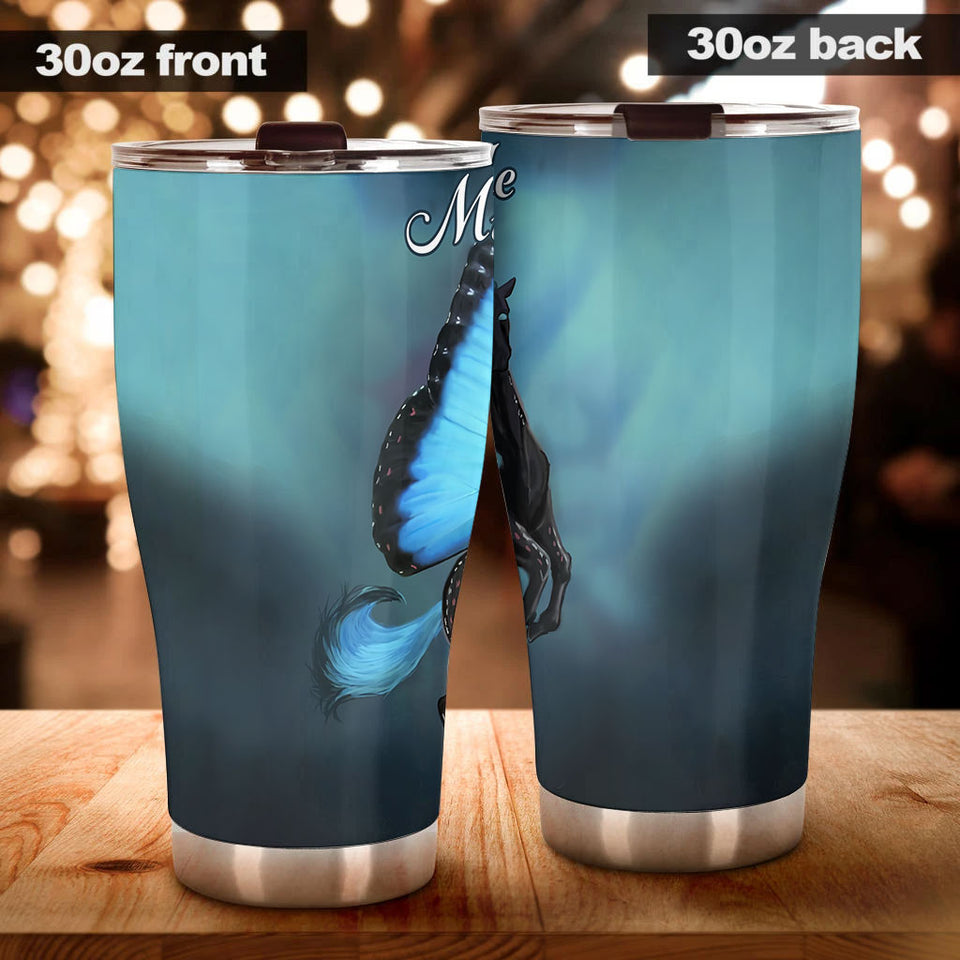 Camellia Personalized Horse Butterfly Stainless Steel Tumbler - Double-Walled Insulation Vacumm Flask - Gift For Horse Lovers, Cowgirls, Cowboys, Perfect Christmas, Thanksgiving Gift