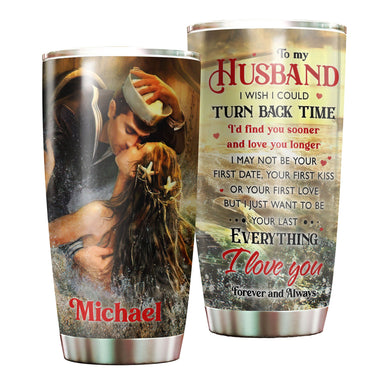 Camellia Personalized Mermaid To My Husband I Love You Stainless Steel Tumbler-Double-Walled Insulation Cup With Lid Gift For Anniversary Valentine's Day