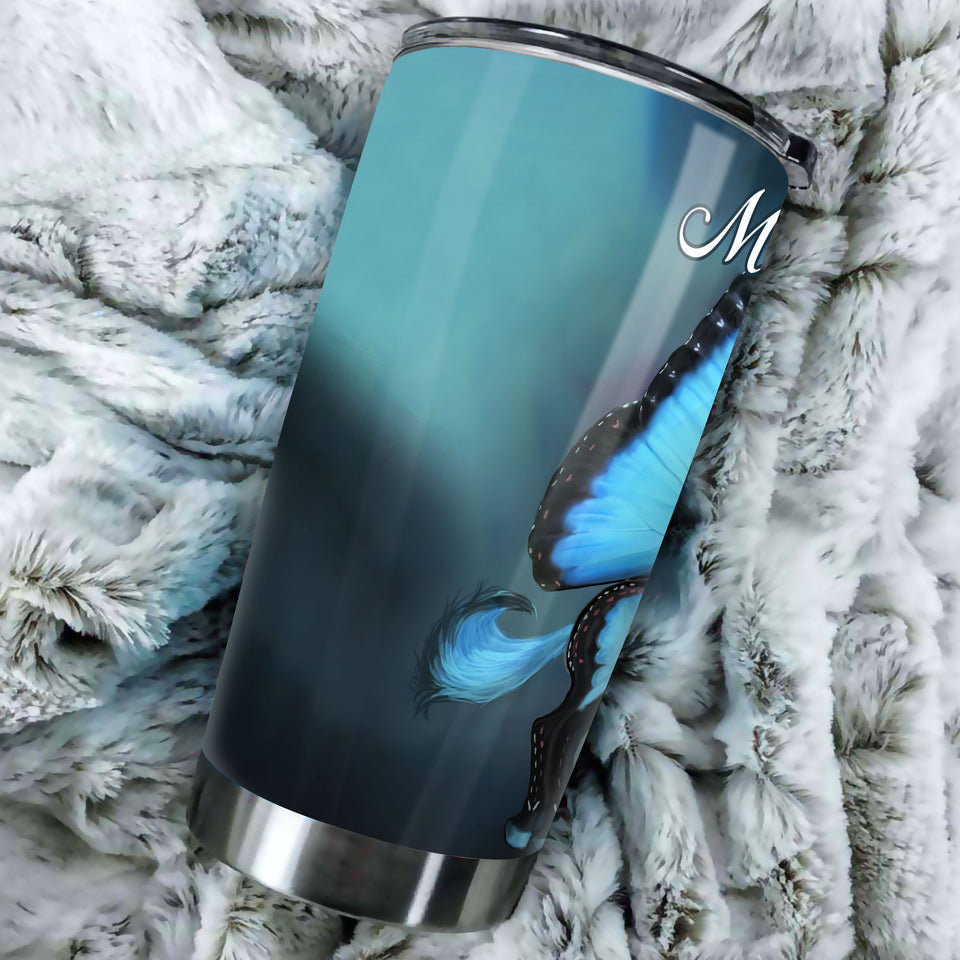 Camellia Personalized Horse Butterfly Stainless Steel Tumbler - Double-Walled Insulation Vacumm Flask - Gift For Horse Lovers, Cowgirls, Cowboys, Perfect Christmas, Thanksgiving Gift