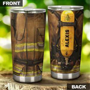 Camellia Personalized Firefighter Clothing Cover Stainless Steel Tumbler-Double-Walled Insulation Gift For Firefighter Fireman 01