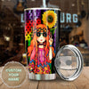 Camellia Personalized Color Girl Hippie Girl And Sunflower Stainless Steel Tumbler-Double-Walled Insulation Travel Cup With Lid