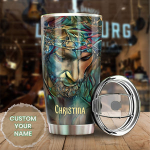 Camellia Persionalized 3D Christ Strengthens Stainless Steel Tumbler - Customized Double - Walled Insulation Thermal Cup With Lid Gift For Christian