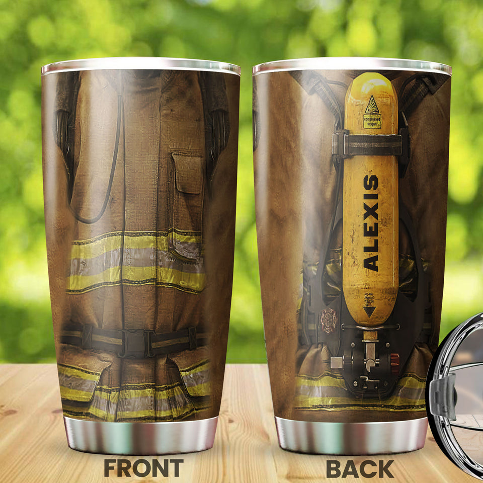 Camellia Personalized Firefighter Clothing Cover Stainless Steel Tumbler-Double-Walled Insulation Gift For Firefighter Fireman 01