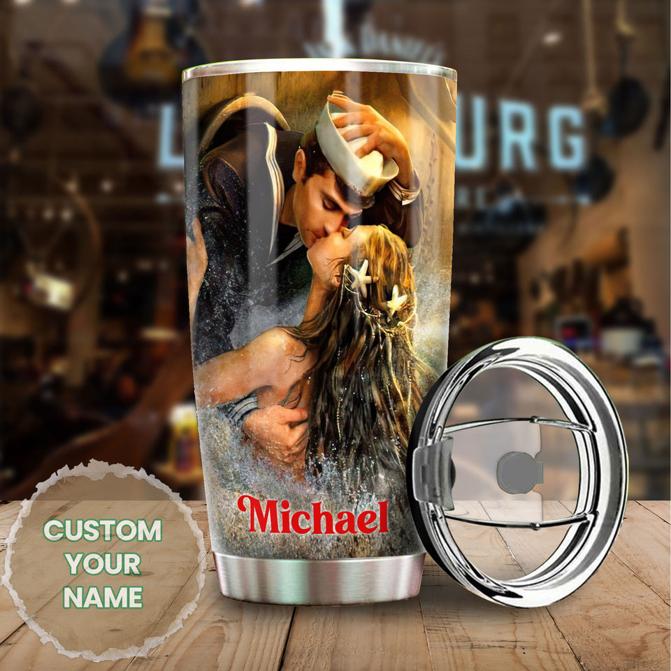 Camellia Personalized Mermaid To My Husband I Love You Stainless Steel Tumbler-Double-Walled Insulation Cup With Lid Gift For Anniversary Valentine's Day