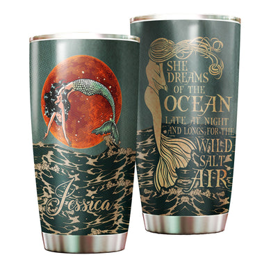Camellia Personalized Mermaid She Dream Of The Ocean Stainless Steel Tumbler-Double-Walled Insulation Travel Cup With Lid 02