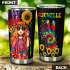 Camellia Personalized Color Girl Hippie Girl And Sunflower Stainless Steel Tumbler-Double-Walled Insulation Travel Cup With Lid