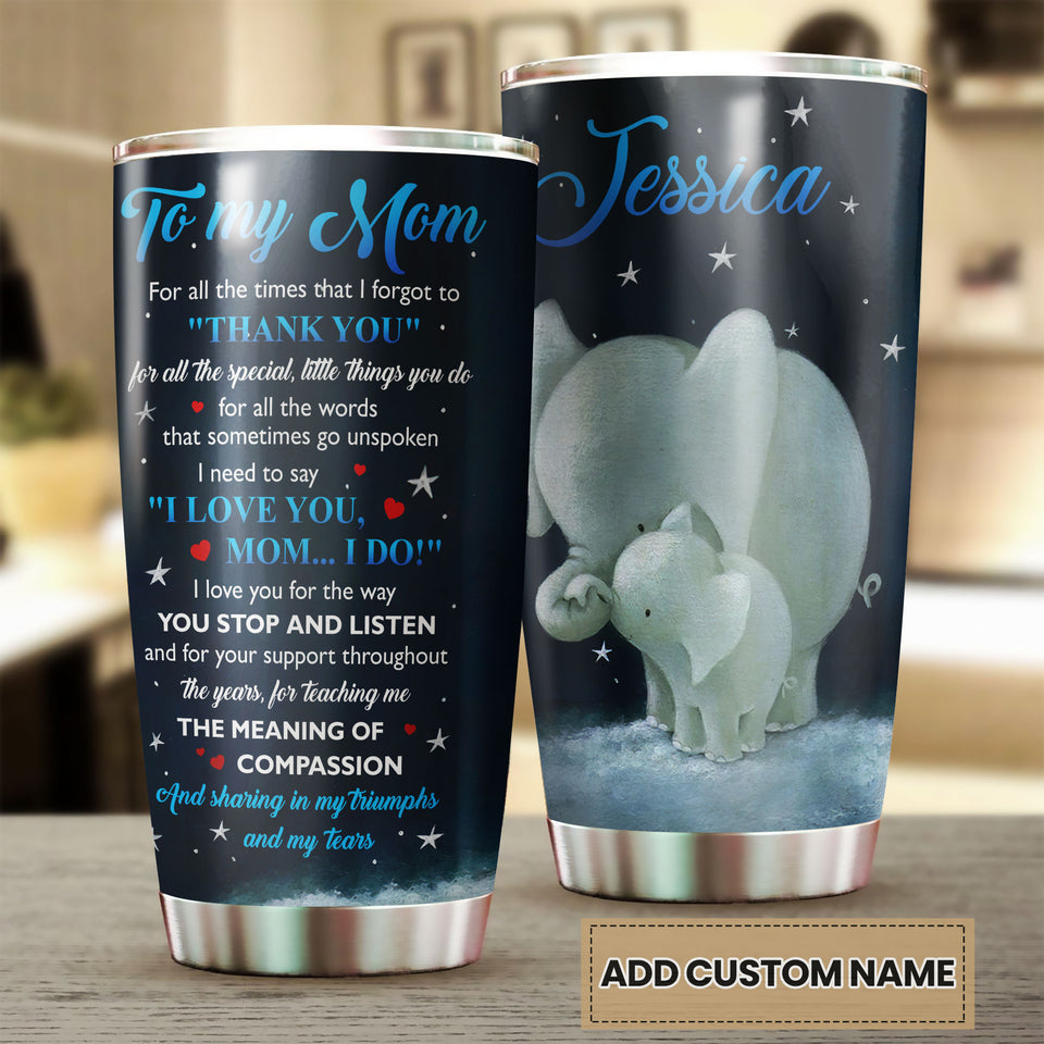 Camellia Personalized Loving Letter From Daughter To Mom Elephant Stainless Steel Tumbler-Double-Walled Insulated Gift For Mother's Day