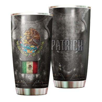 Camellia Persionalized 3D Mexico Armor Stainless Steel Tumbler - Customized Double - Walled Insulation Thermal Cup With Lid