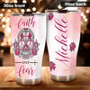 Camellia Personalized Breast Cancer Skull Faith Stainless Steel Tumbler - Double-Walled Insulation Vacumm Flask - Gift For Breast Cancer Awareness Month