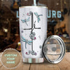 Camellia Personalized Dragonfly Jewelry Style Stainless Steel Tumbler - Customized Double-Walled Insulation Travel Thermal Cup With Lid Gift For Dragonfly Lover