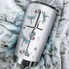 Camellia Personalized Dragonfly Jewelry Style Stainless Steel Tumbler - Customized Double-Walled Insulation Travel Thermal Cup With Lid Gift For Dragonfly Lover