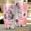 Camellia Personalized Breast Cancer Skull Faith Stainless Steel Tumbler - Double-Walled Insulation Vacumm Flask - Gift For Breast Cancer Awareness Month
