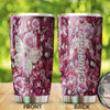 Camellia Personalized Butterfly And Pink Flowers Jewerly Style Stainless Steel Tumbler-Double-Walled Insulation Travel Cup With Lid Gift For Female