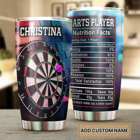 Camellia Personalized Darts Player Nutrition Facts Stainless Steel Tumbler-Thermal Flask Gift For Darts Player 01
