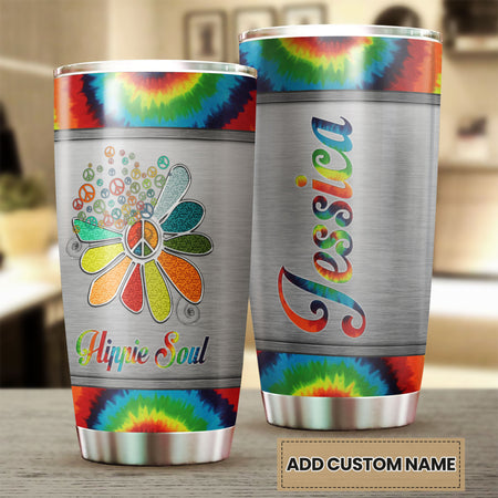 Camellia Persionalized LGBT Sunflower Hippie Soul Stainless Steel Tumbler - Customized Double - Walled Insulation Travel Thermal Cup With Lid