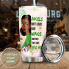 Camellia Personalized 3D Afro Hair Girl Angels Don't Always Have Wings Stainless Steel Tumbler - Customized Double-Walled Insulation Black Live Matter Thermal Cup With Lid