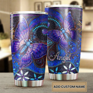 Camellia Personalized Butterfly  Ceramics Style Stainless Steel Tumbler - Double-Walled Insulation Vacumm Flask - For Thanksgiving, Memorial Day, Christians, Christmas Gift