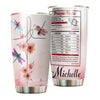 Camellia Personalized Dragonfly Flower Prayer Fact Stainless Steel Tumbler - Customized Double-Walled Insulation Travel Thermal Cup With Lid