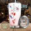 Camellia Personalized Dragonfly Flower Prayer Fact Stainless Steel Tumbler - Customized Double-Walled Insulation Travel Thermal Cup With Lid