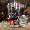 Camellia Personalized American Flag Rugby Player Art Stainless Steel Tumbler - Customized Double-Walled Insulation Travel Thermal Cup With Lid