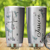 Camellia Personalized Dragonfly Jewelry Style Stainless Steel Tumbler - Customized Double-Walled Insulation Travel Thermal Cup With Lid Gift For Dragonfly Lover