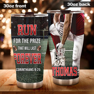 Camellia Personalized American Football Faith Stainless Steel Tumbler - Double-Walled Insulation Vacumm Flask - Gift For American Fans
