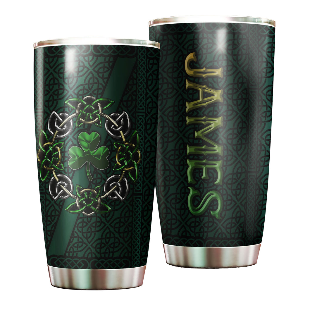 Camellia Personalized Celtic Symbol Stainless Steel Tumbler - Customized Double-Walled Insulation Travel Thermal Cup With Lid