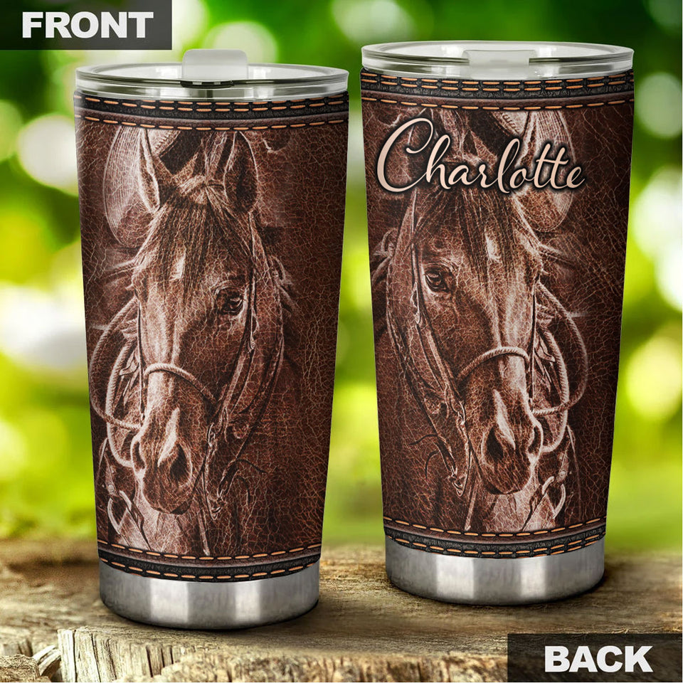 Camellia Personalized Horse Stainless Steel Tumbler - Double-Walled Insulation Vacumm Flask - Gift For Horse Lovers, Cowgirls, Cowboys, Perfect Christmas, Thanksgiving Gift 06