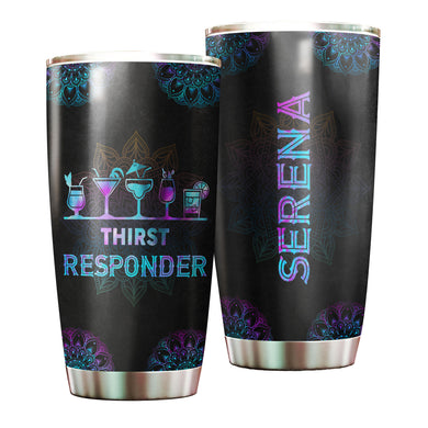 Camellia Personalized Mandala Bartender Thirst Responder Stainless Steel Tumbler-Sweat-Proof Double Wall Travel Cup With Lid Gift For Bartender